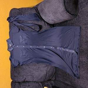 Banana Republic Button Down Navy Blue Dress with Sash, Size Small, Silky Soft